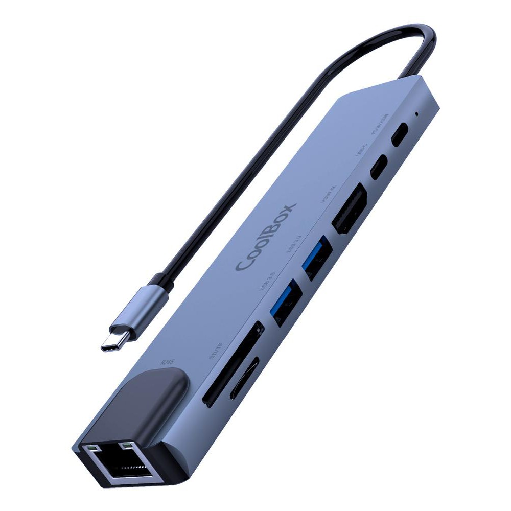 Minidock coolbox c81 aluminio usb - c a hdmi 4k - 2xusb - a - pd 100w - usb - c - sd - microsd - rj45