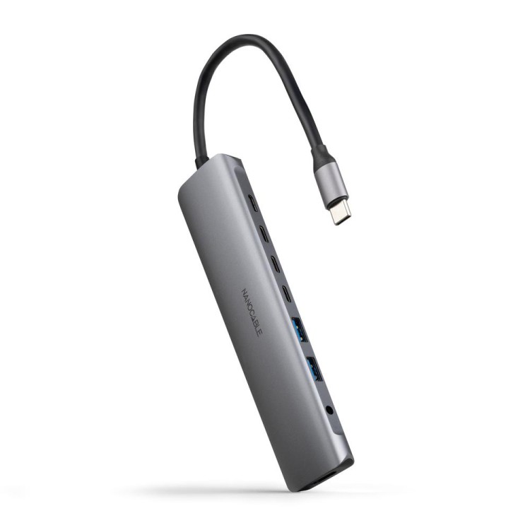 Hub coolbox usb - c 8 en 1 conversor usb - c 3.1 a 2xusb - a 3.0 + 3xusb - c 3.0 + usb - c pd + hdmi 4k@60hz + audio jack 3.5 a