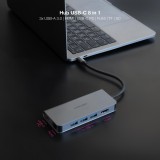Hub nanocable usb - c 8 en 1 conversor usb - c 3.1 a 3xusb - a 3.0 + hdmi 4k@60hz + usb - c pd + rj45 1gbps + tf + sd aluminio 