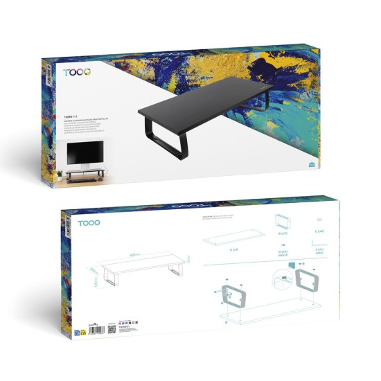 Soporte elevador tooq de madera para monitores negro