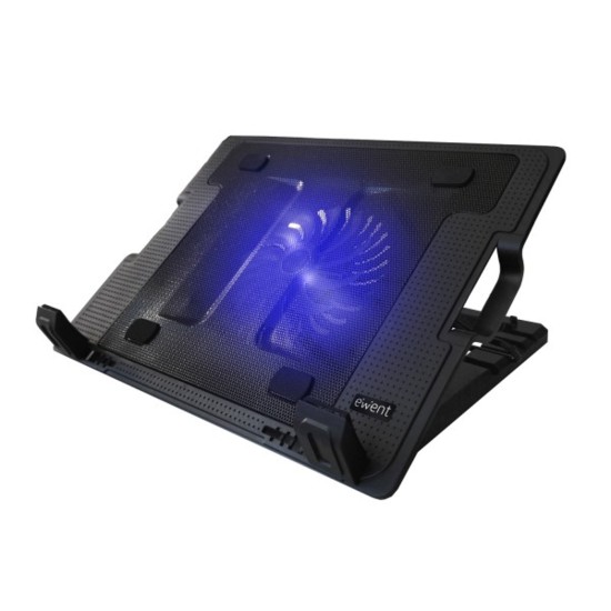 Soporte - base refrigeracion para ordenador portatil ewent ew1258 - 1 ventilador - 2 usb - hasta 17 pulgadas