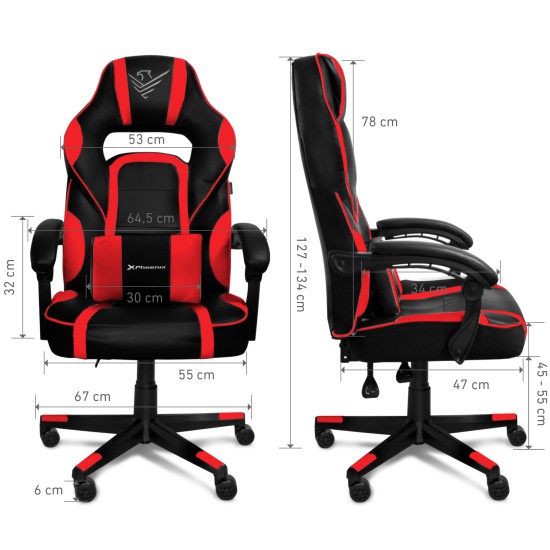 Silla gaming phoenix trophy cuero pu roja