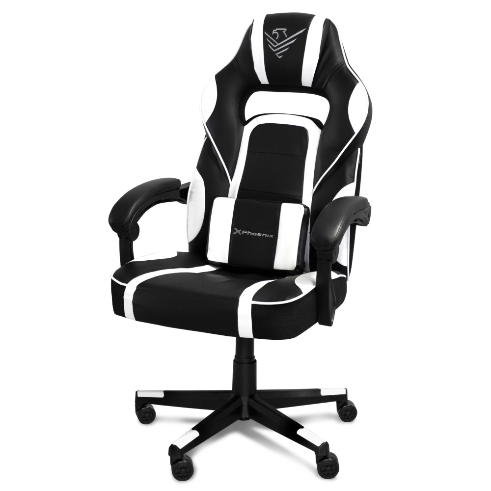 Silla gaming phoenix trophy cuero pu blanca