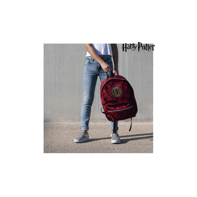 Mochila casual terciopelo cerdá harry potter anden 9 3 - 4 burdeos 40 cm