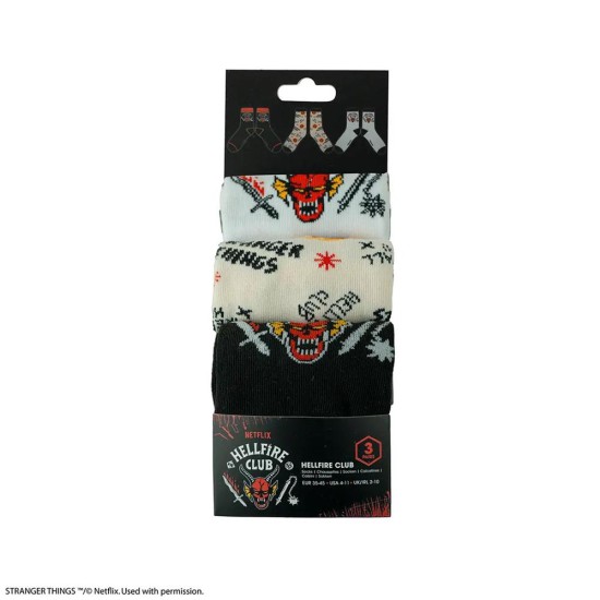 Pack 3 pares de calcetines cinereplicas stranger things hellfire club