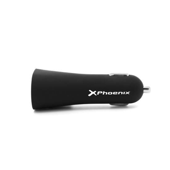 Cargador universal phoenix phcarcharger2usb+ para coche -  mechero  5v - 2 x usb 4.8a con luz led color negro acabado en silico
