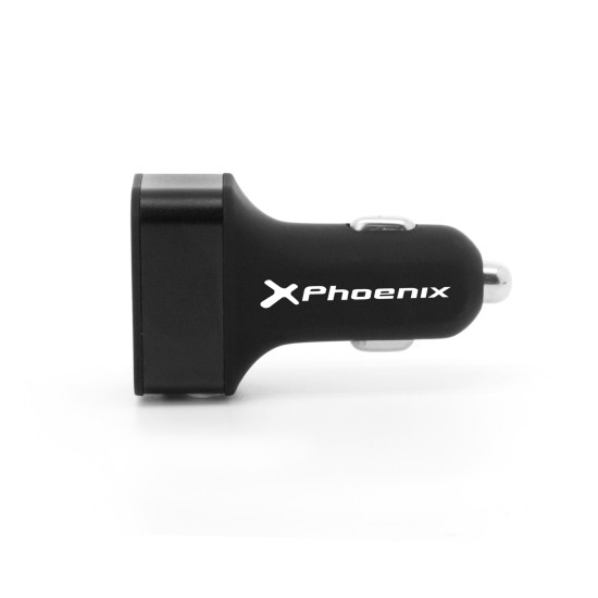 Cargador universal phoenix phcarcharger3usb para coche -  mechero  5v - 3 x usb 7.2a negro acabado en silicona