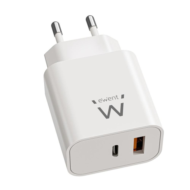 Cargador ewent ew1318 20w 1x usb tipo a 1x usb tipo c blanco