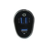 Cargador coche conceptronic carden06b  3 puertos usb tipo a 2p 5v - 2.4a 1p 5v - 1.5a 31.5w