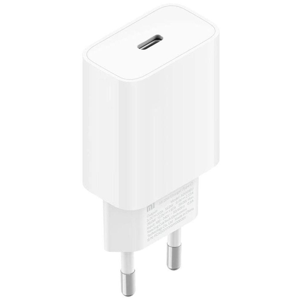 Cargador de pared xiaomi mi fast charger - usb tipo c -  20w - blanco