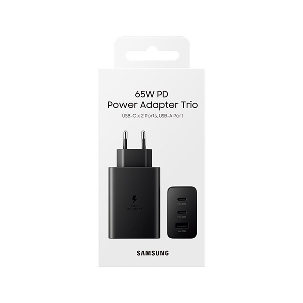 Cargador samsung duo usb tipo a + 2 x usb tipo c negro 65w