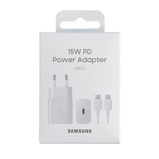 Cargador samsung ep - t1510xwegeu usb - c 15w + cable usb - c blanco