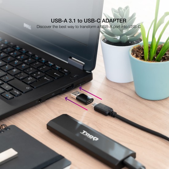 Adaptador usb c a usb a nanocable negro - hembra -  macho gen1
