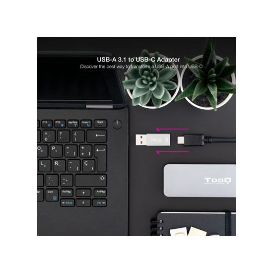 Adaptador usb tipo c a usb tipo a nanocable negro - hembra -  macho gen2 10gbps