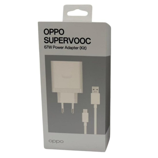 Cargador oppo supervooc 67w usb tipo a blanco + cable usb tipo c a usb tipo a