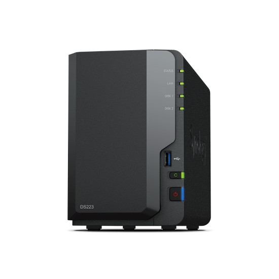 Servidor nas synology disk station ds223 2bay 1.7 ghz qc 2gb ddr 4 1 x gbe 3x usb 3.2
