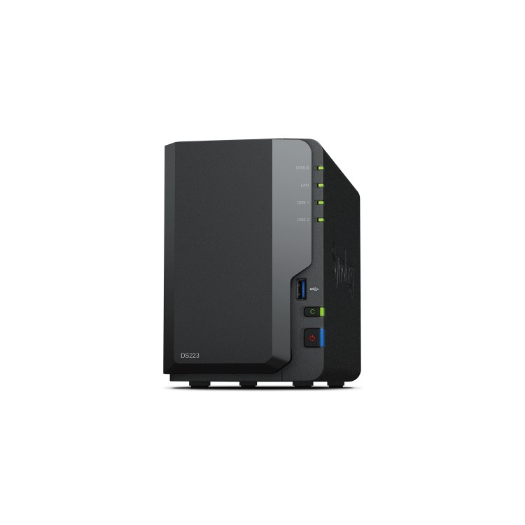 Servidor nas synology disk station ds223 2bay 1.7 ghz qc 2gb ddr 4 1 x gbe 3x usb 3.2