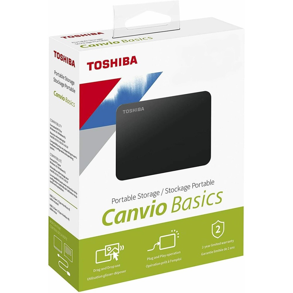 Disco duro externo hdd toshiba 2tb canvio basic 2.5 pulgadas usb 3.2 negro