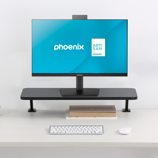 Elevador soporte de monitor para escritorio mesa gaming phoenix riser pro 65 x 26 cm madera mdf fijación universal ajustable