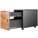 Cajonera phoenix artisan combinación negro y madera nogal