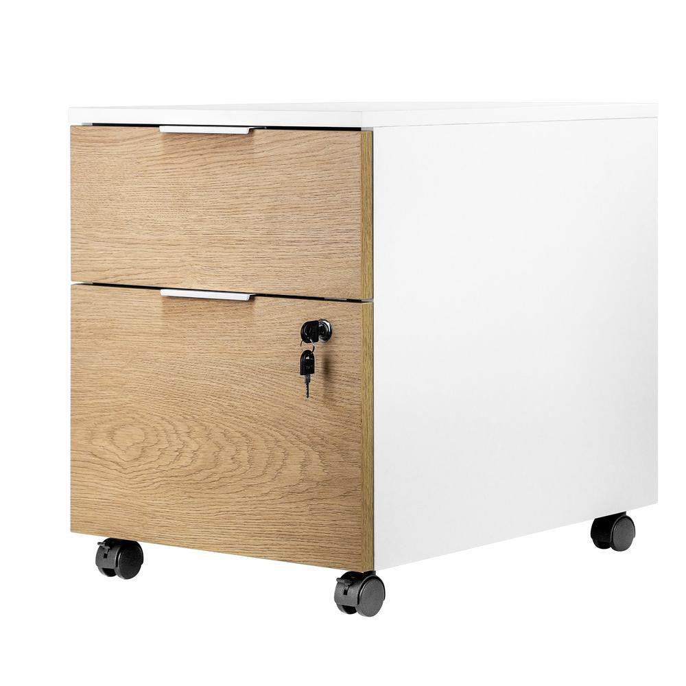 Cajonera phoenix artisan combinación blanca y madera natural