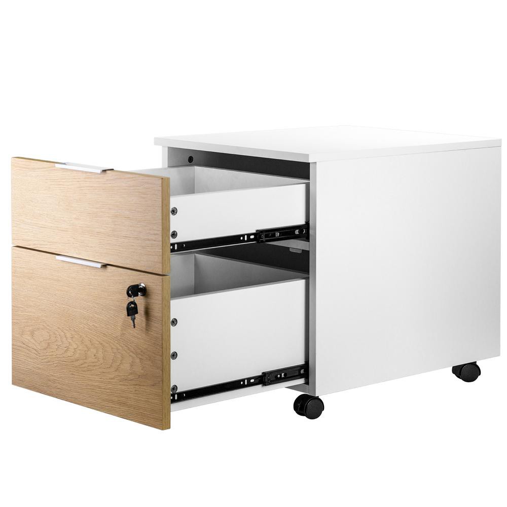 Cajonera phoenix artisan combinación blanca y madera natural