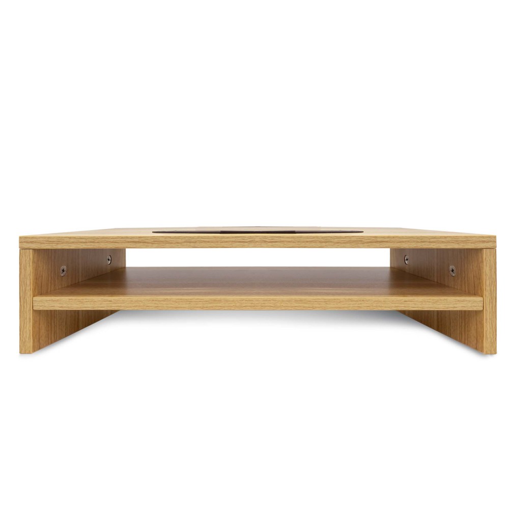 Soporte elevador mesa monitor portatil phoenix madera 2 alturas organizador de cables color madera natural