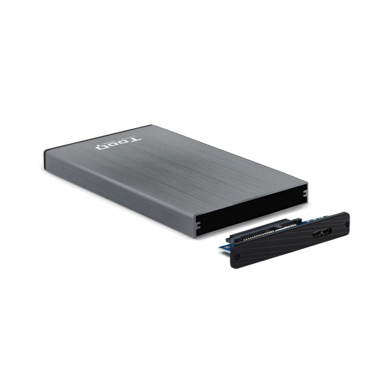 Caja externa tooq tqe - 2527g para hhd - ssd 2.5 pulgadas 9.5mm sata usb 3.0 gris
