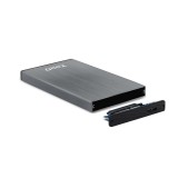 Caja externa tooq tqe - 2527g para hhd - ssd 2.5 pulgadas 9.5mm sata usb 3.0 gris