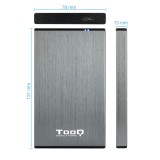 Caja externa tooq tqe - 2527g para hhd - ssd 2.5 pulgadas 9.5mm sata usb 3.0 gris