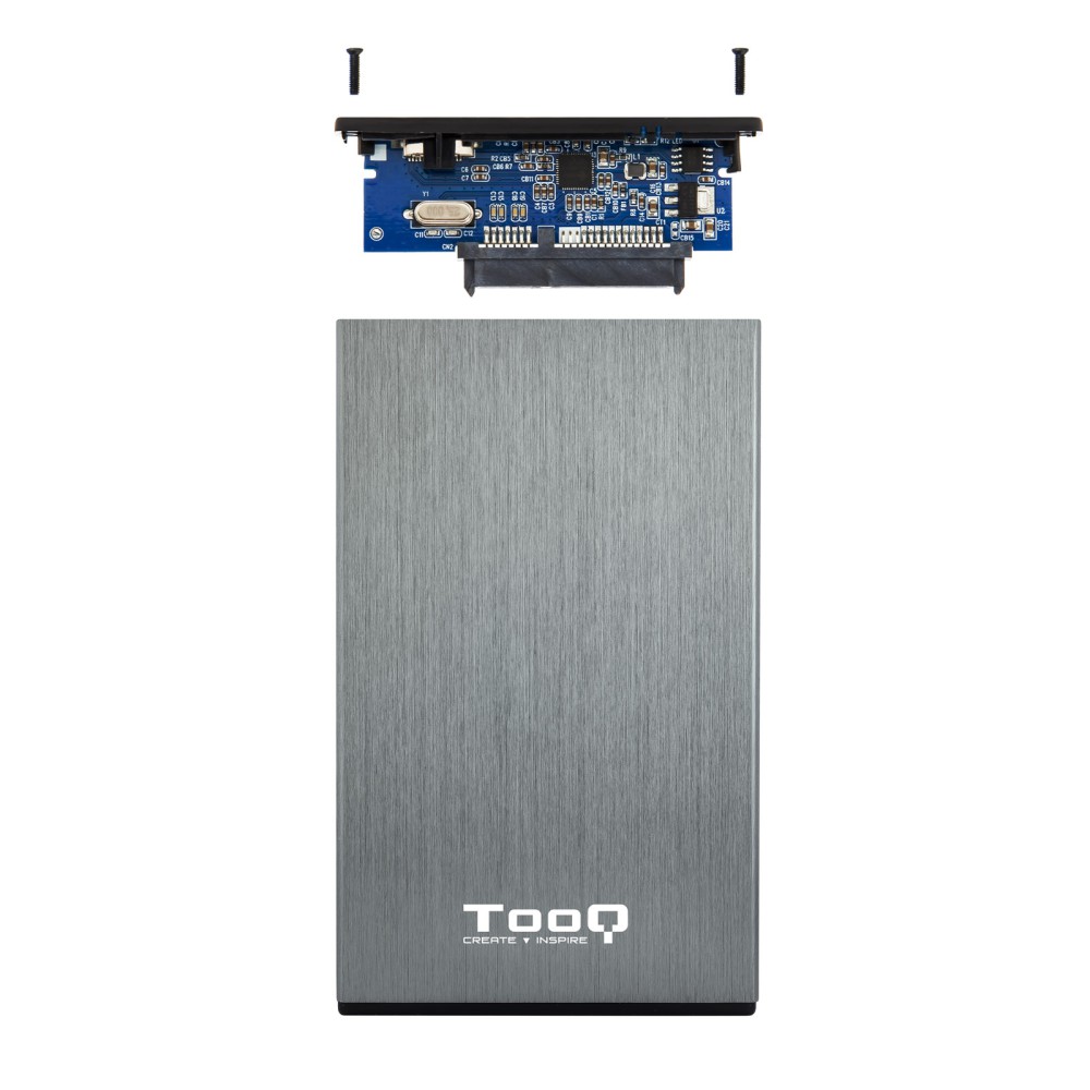 Caja externa tooq tqe - 2527g para hhd - ssd 2.5 pulgadas 9.5mm sata usb 3.0 gris