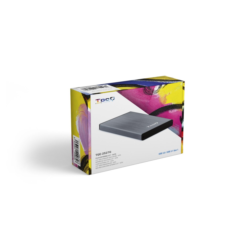 Caja externa tooq tqe - 2527g para hhd - ssd 2.5 pulgadas 9.5mm sata usb 3.0 gris