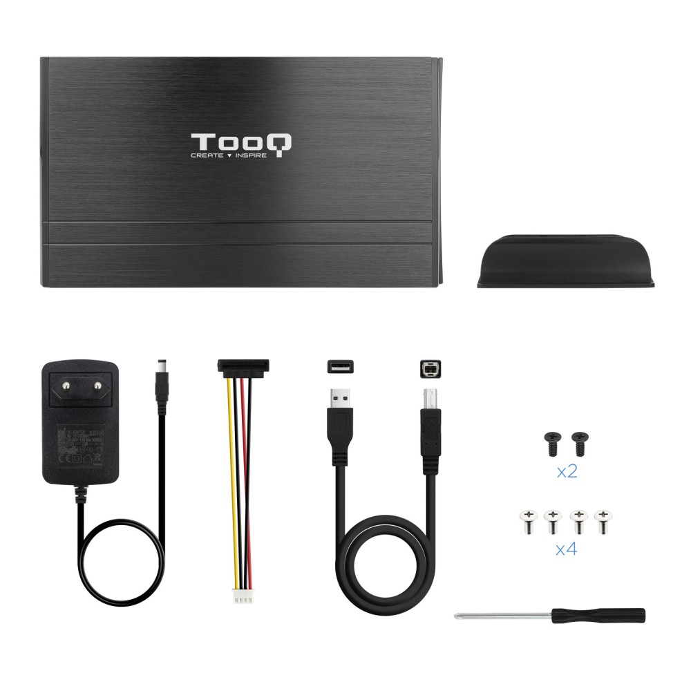 Caja externa tooq tqe - 3520b para hdd 3.5 pulgadas sata usb 2.0 negro