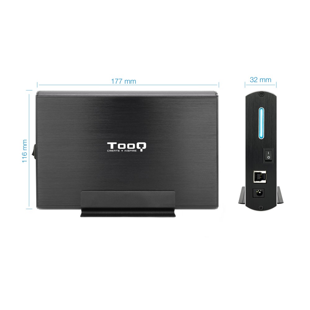 Caja externa tooq tqe - 3531b 3.5 pulgadas sata usb 3.0 negro