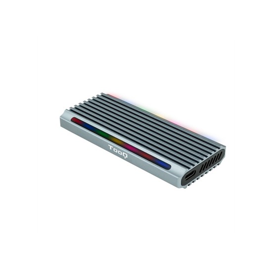 Caja externa tooq tqe - 2221g shinobi para ssd m.2 usb tipo c rgb gris