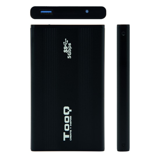 Caja externa tooq tqe - 2524b 2.5 pulgadas 9.5mm sata usb 3.0 negro