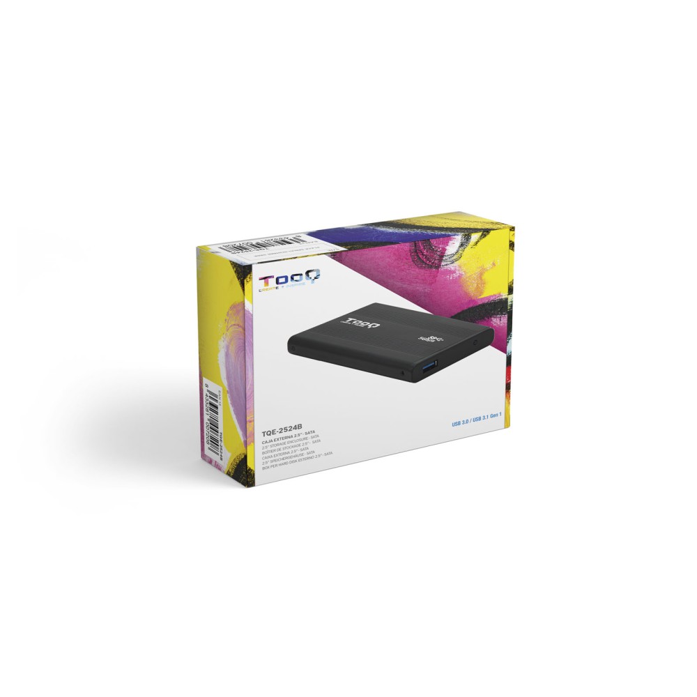 Caja externa tooq tqe - 2524b 2.5 pulgadas 9.5mm sata usb 3.0 negro