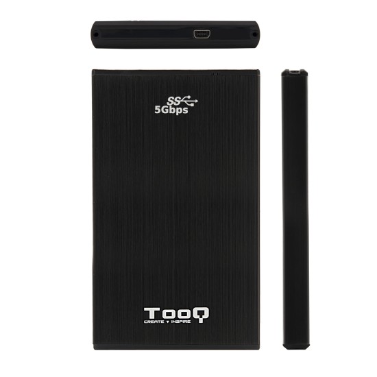 Caja externa tooq tqe - 2522b para hdd - ssd 2.5 pulgadas 9.5mm sata usb 3.0 negra