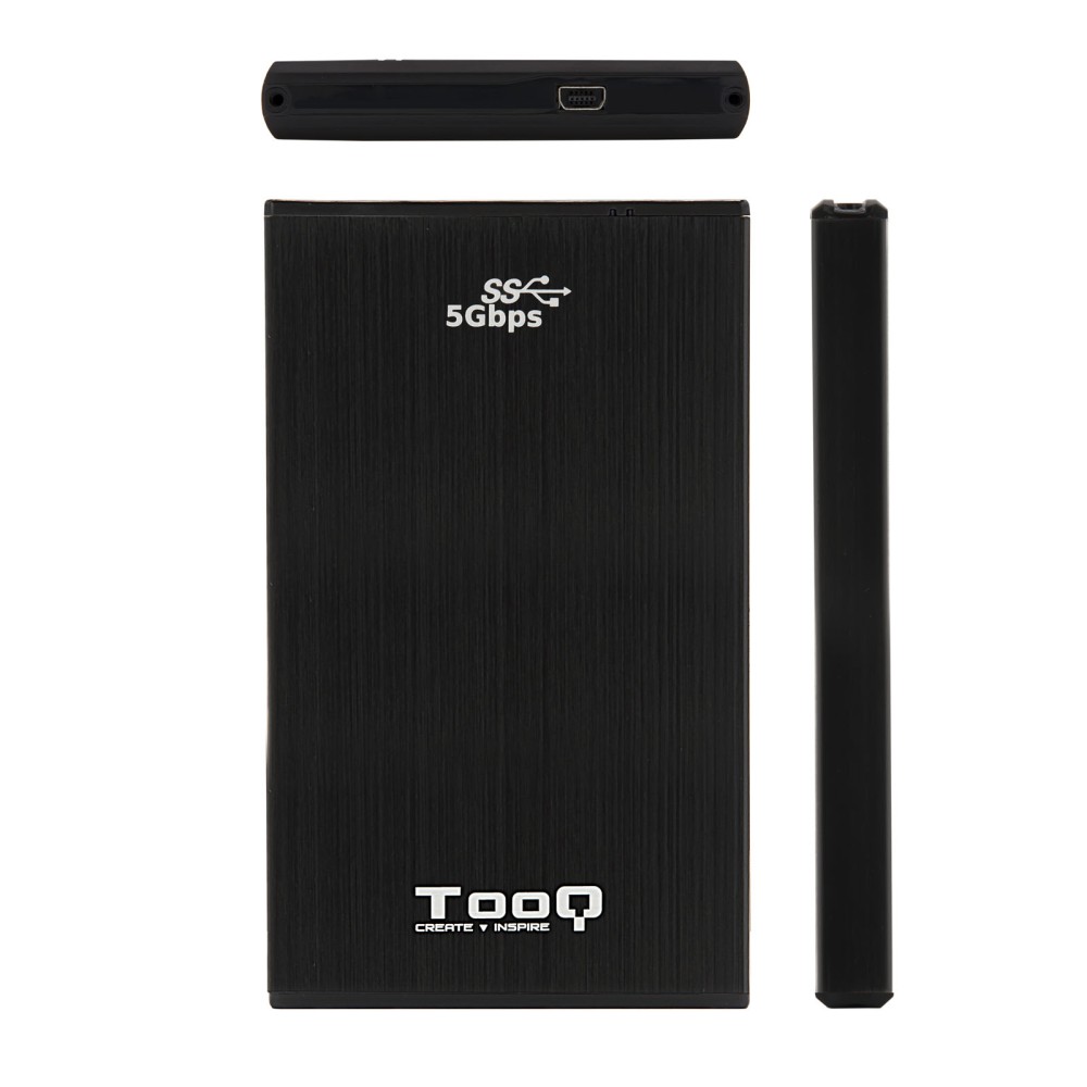 Caja externa tooq tqe - 2522b para hdd - ssd 2.5 pulgadas 9.5mm sata usb 3.0 negra