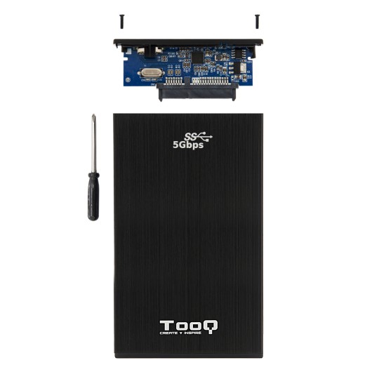 Caja externa tooq tqe - 2522b para hdd - ssd 2.5 pulgadas 9.5mm sata usb 3.0 negra