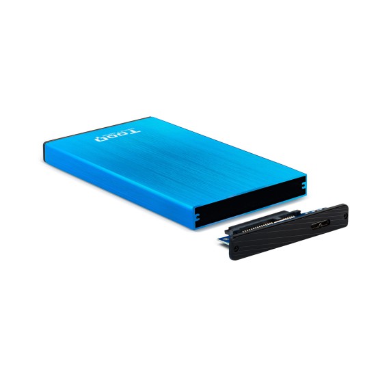 Caja externa tooq tqe - 2527bl para hdd 2.5 pulgadas 9.5mm sata 3 usb 3.0 - 3.1 azul
