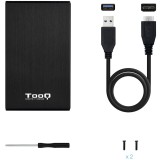 Caja externa tooq tqe - 2527b para hdd - ssd 2.5 pulgadas 9.5mm sata usb 3.0 negra
