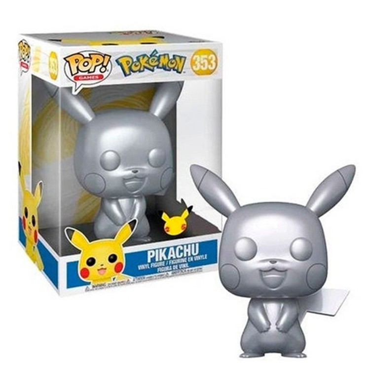 Funko pop jumbo pokemon s6 pikachu plateado efecto metalico 10 pulgadas edicion especial exclusivo 59873