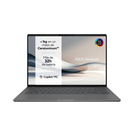 Portatil asus zenbook a14 ux3407qa - qd412w qualcom snapdragon x1 - 26 - 100 32gb ssd512gb 14 pulgadas w11
