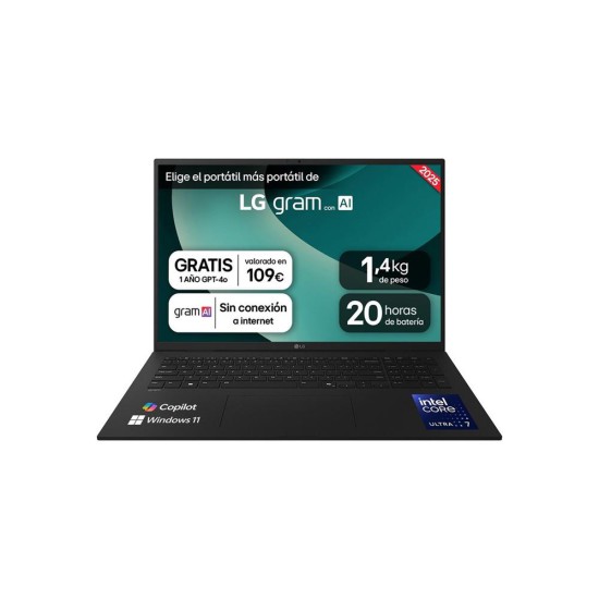 Portatil lg gram  17z90t - g intel core ultra 7 255h 32gb ssd1tb w11 17 pulgadas