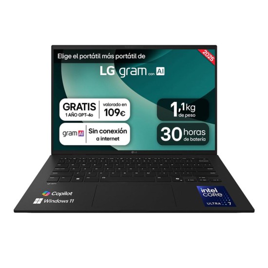 Portatil lg 14z90t - g u7 - 255h 32gb ssd 1tb 14 pulgadas