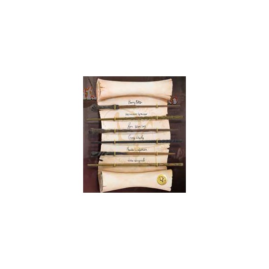 Replica the noble collection harry potter ejercito de dumbledore coleccion 6 varitas en exposicion