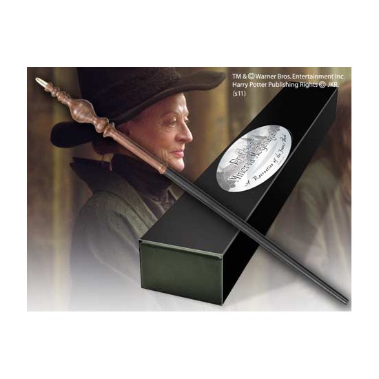 Replica the noble collection harry potter minerva mcgonagall varita con caja y placa de identificacion
