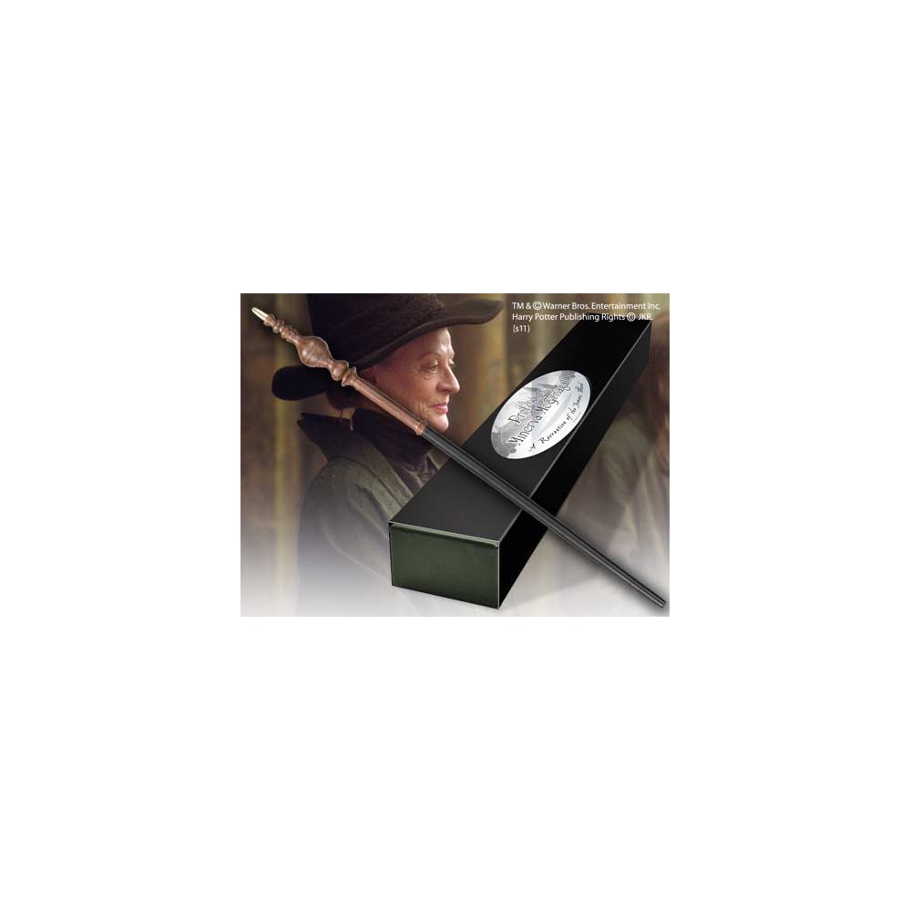 Replica the noble collection harry potter minerva mcgonagall varita con caja y placa de identificacion