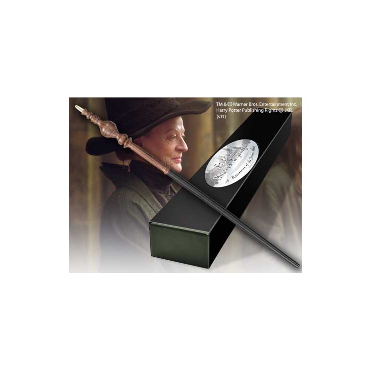 Replica the noble collection harry potter minerva mcgonagall varita con caja y placa de identificacion